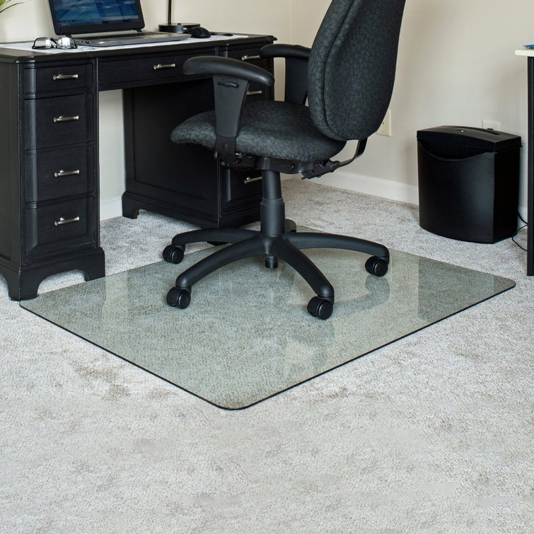 Fab Glass and Mirror Rectangle Water Resistant Chair Mat with Straight